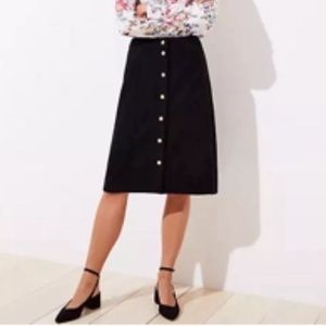 Loft Faux Suede snap closure knee length skirt